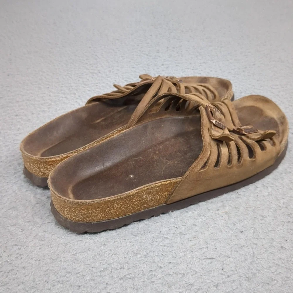 Birkenstock Sandals Womens Size 8 Brown Suede Slide Comfort Strappy Footbed